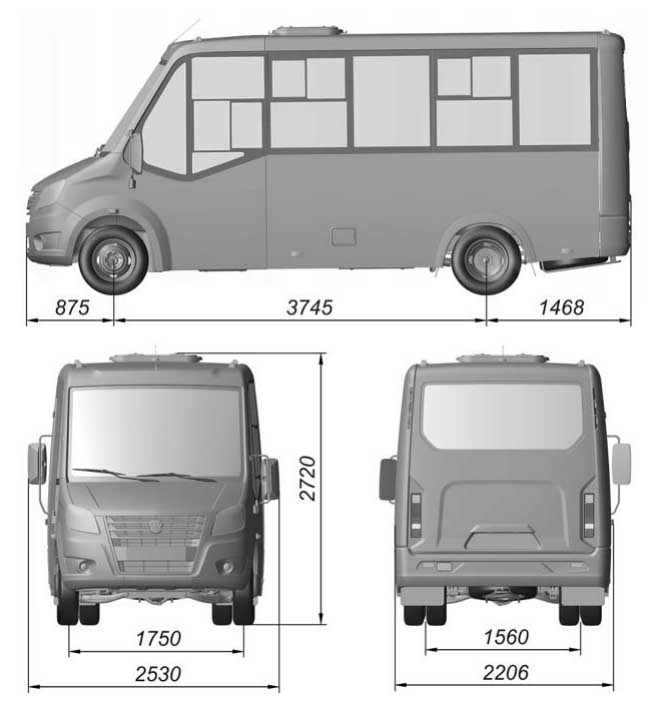 Габариты автобуса нект