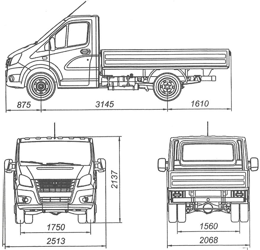 Размеры автомобиля A21R22 Газель-Next